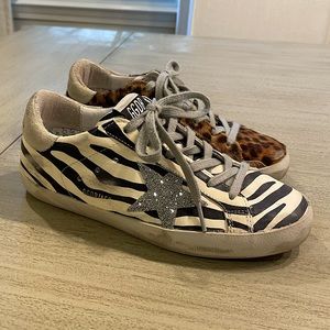 Super-Star LTD sneakers in animal-print pony skin with Swarovski star